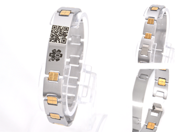 sos armband rvs - goud blok link (145)
